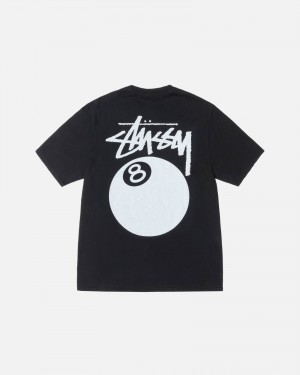 Stussy 8 Ball Pigment Dyed T Shirts Black | 93270NSYL