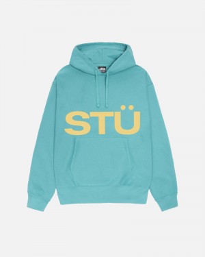 Stussy All Caps Hoodie Blue | 42651YKWM