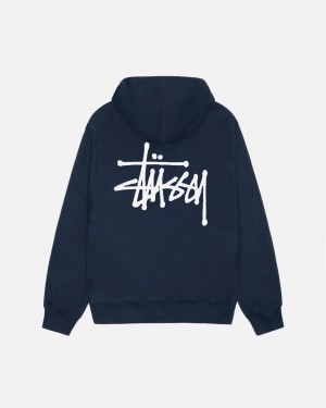 Stussy Basic Hoodie Navy | 94057JOQG