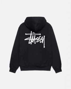 Stussy Basic Pigment Dyed Hoodie Black | 71480JATD