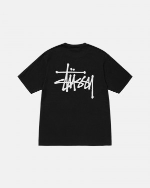 Stussy Basic Pigment Dyed T Shirts Black | 85720CPBM