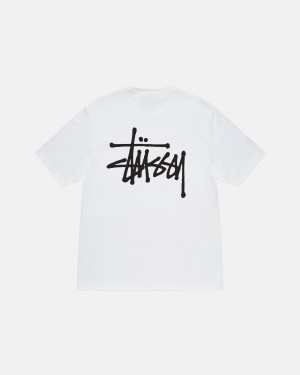 Stussy Basic T Shirts White | 46851MJWA