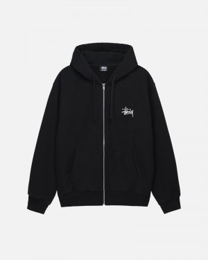 Stussy Basic Zip Hoodie Black | 39785ZFPM