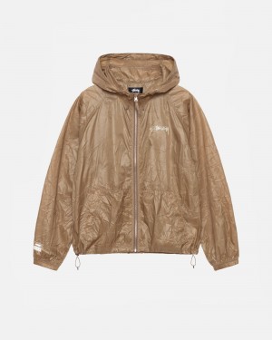 Stussy Beach Shell Wrinkled Nylon Coats Brown | 97652LHMG