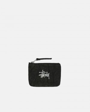 Stussy Canvas Coin Pouch Other Accessories Black | 26510QCTB