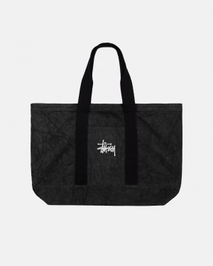 Stussy Canvas Extra Large Tote Bags Black | 47310UATF