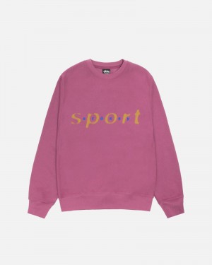 Stussy Dot Sport Crew Sweatshirts Pink | 84716DMGW