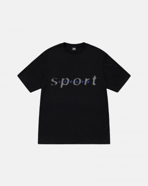 Stussy Dot Sport T Shirts Black | 42980PTVU