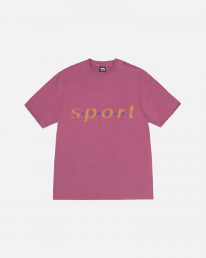 Stussy Dot Sport T Shirts Purple | 45308TAPO