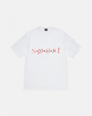 Stussy Dot Sport T Shirts White | 05672KWPH