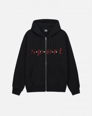 Stussy Dot Sport Zip Hoodie Black | 61540GCDA