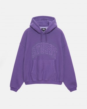 Stussy Embroidered Relaxed Hoodie Purple | 45170VEOM