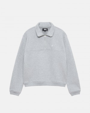 Stussy Half Zip Mock Neck Sweatshirts Grey | 06314NZBE