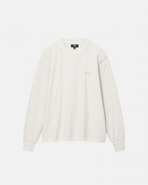 Stussy Lazy Longsleeve T Shirts Beige | 21564YEBW