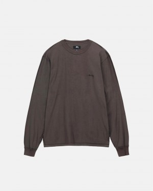 Stussy Lazy Longsleeve T Shirts Black | 02351ISBK