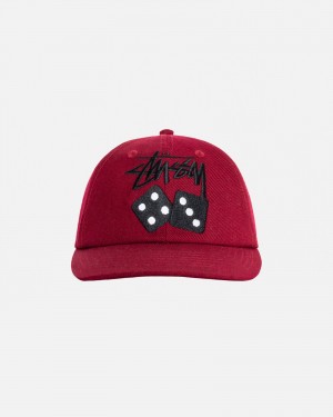 Stussy Low Pro Stock Dice Snapback Caps Burgundy | 51864XHCP