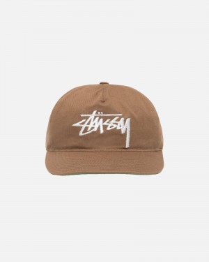 Stussy Mid-depth Big Stock Snapback Caps Brown | 39127VMUS