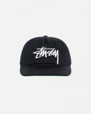 Stussy Mid-depth Big Stock Snapback Caps Black | 14728UWJL