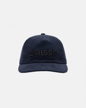 Stussy Mid-depth Old English Snapback Caps Navy | 84629VEZQ