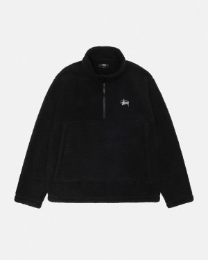 Stussy Polar Fleece Half Zip Mock Neck Coats Black | 40897PSID