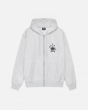 Stussy Regal Crown Zip Hoodie Grey | 95813XPID