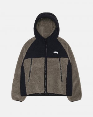 Stussy Sherpa Paneled Hooded Jackets Grey | 27846NUKP