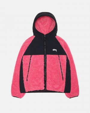 Stussy Sherpa Paneled Hooded Jackets Pink | 10329XRHK