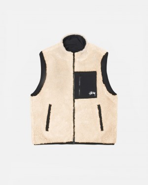 Stussy Sherpa Reversible Vest Beige | 43719IAJB