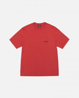 Stussy Smooth Stock Pigment Dyed T Shirts Red | 30486FODK