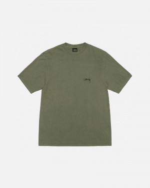 Stussy Smooth Stock Pigment Dyed T Shirts Olive | 43709LKHN