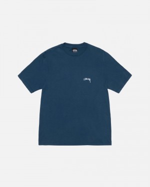 Stussy Smooth Stock Pigment Dyed T Shirts Navy | 35618PEFT