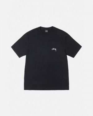 Stussy Smooth Stock Pigment Dyed T Shirts Black | 03648ZJVF