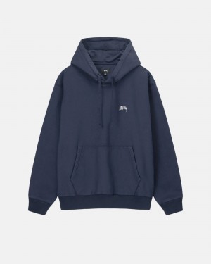 Stussy Stock Logo Hoodie Navy | 40632OIZH