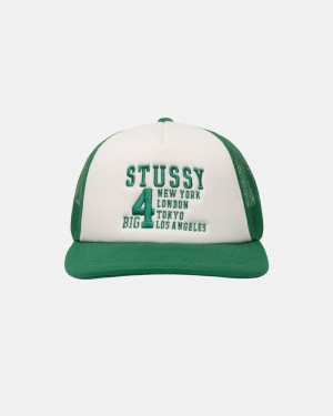 Stussy Trucker Big 4 Snapback Caps Green | 25460WMSQ