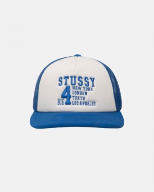 Stussy Trucker Big 4 Snapback Caps Royal | 86207NYIR