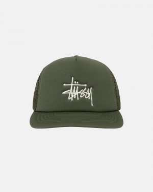 Stussy Trucker Big Basic Snapback Caps Deep Green | 15978DTQJ