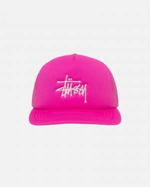 Stussy Trucker Big Basic Snapback Caps Pink | 10749OGWQ