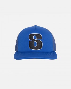 Stussy Trucker Big S Snapback Caps Royal | 80476IJYA