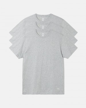 Stussy Under 3 Pack Shirts Grey | 32098IWEO