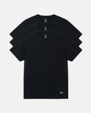 Stussy Under 3 Pack Tops Black | 69104BORN