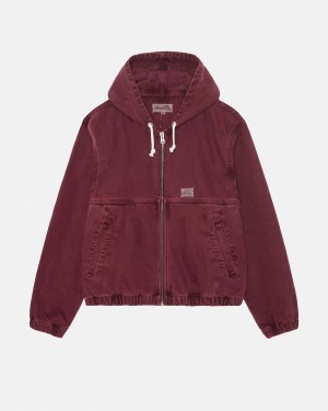 Stussy Work Unlined Canvas Jackets Burgundy | 14273LOVW