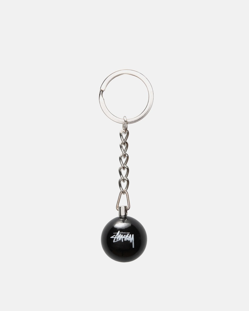 Stussy 8 Ball Keychain Other Accessories Black | 13248EKFU