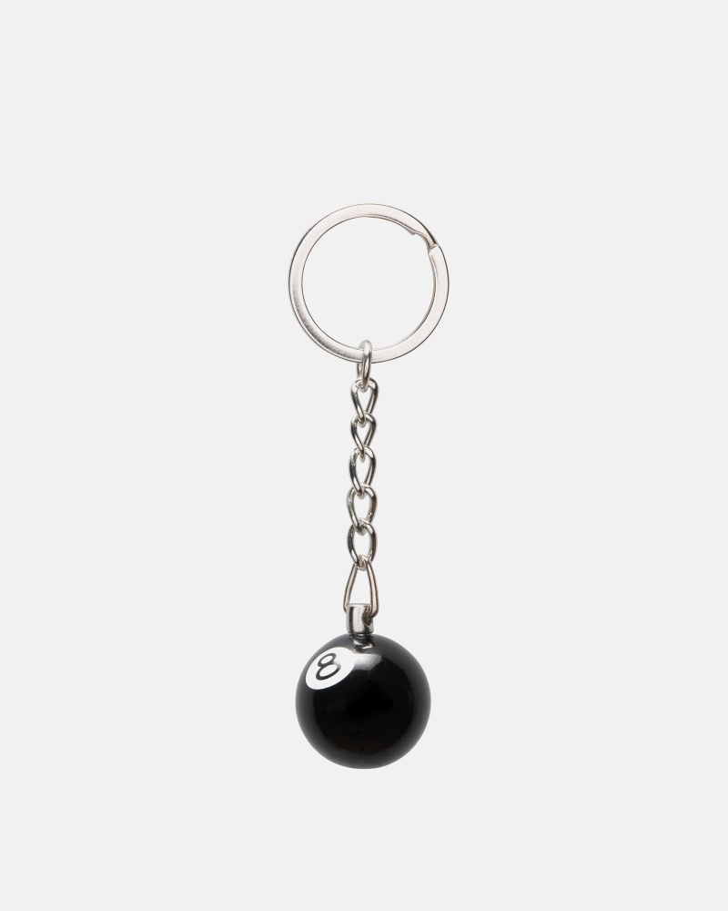 Stussy 8 Ball Keychain Other Accessories Black | 13248EKFU