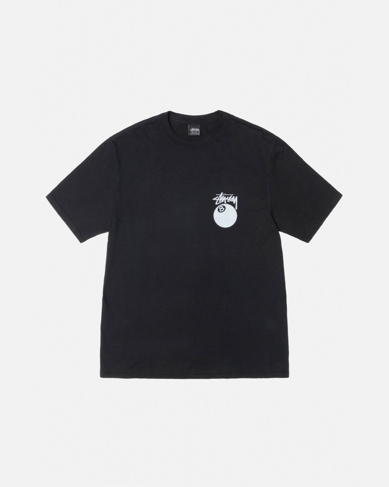 Stussy 8 Ball Pigment Dyed T Shirts Black | 93270NSYL