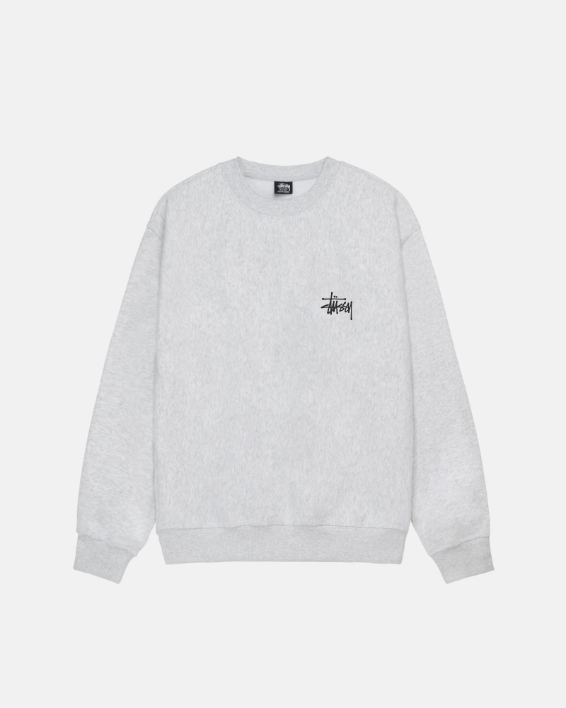 Stussy Basic Crew Sweatshirts Grey | 49018ANPI