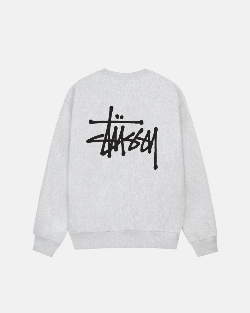 Stussy Basic Crew Sweatshirts Grey | 49018ANPI