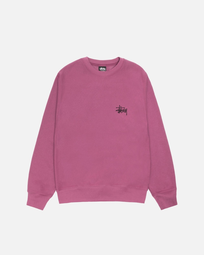 Stussy Basic Crew Sweatshirts Purple | 40631LEVO