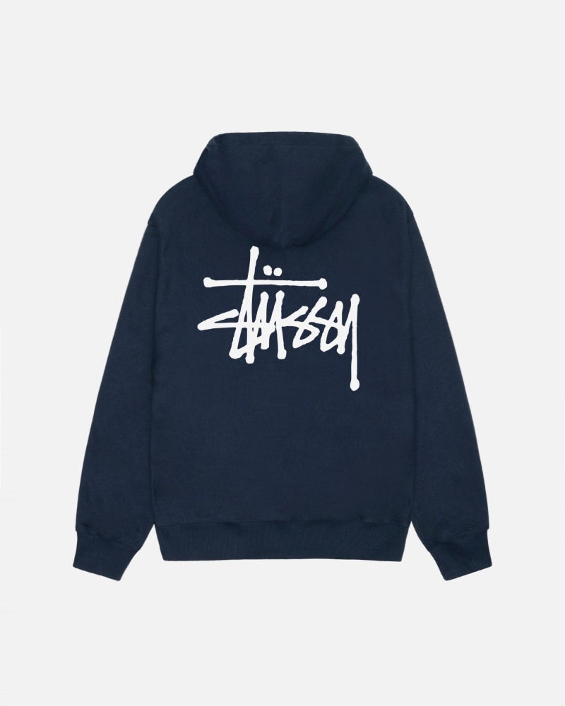 Stussy Basic Hoodie Navy | 94057JOQG