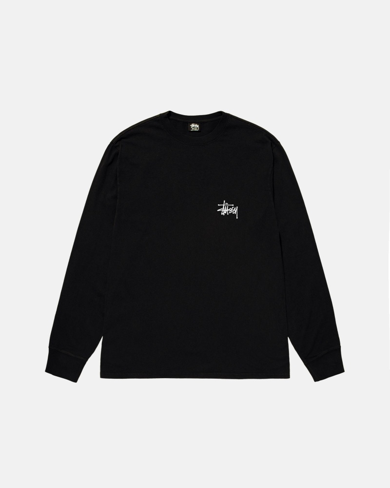 Stussy Basic Ls T Shirts Black | 59782OBJT