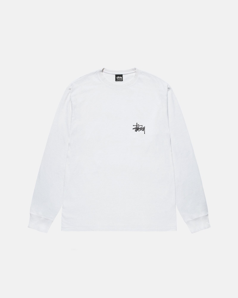 Stussy Basic Ls T Shirts White | 68219UHIE